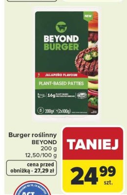 Burger roślinny BEYOND jalapeño 200g promocja w Carrefour Market