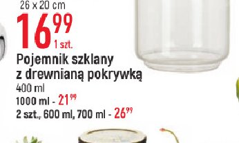 Pojemnik szklany z drewnianą pokrywką 400 ml promocja