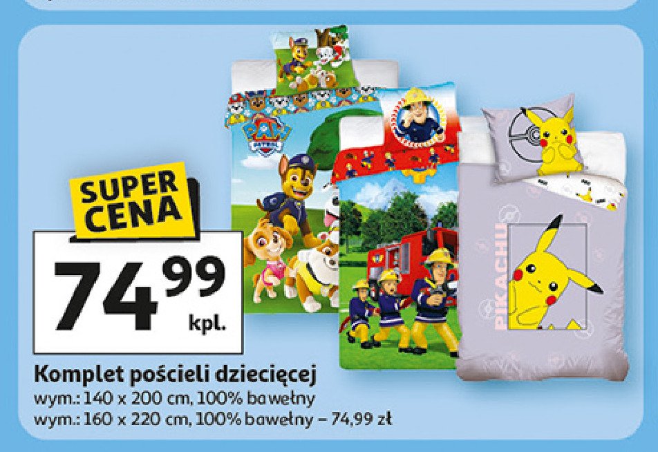 Pościel 140 x 200 + 70 x 80 cm strażak sam promocja w Auchan
