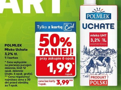 Mleko UHT Uchate 3,2% 1L promocja w Kaufland