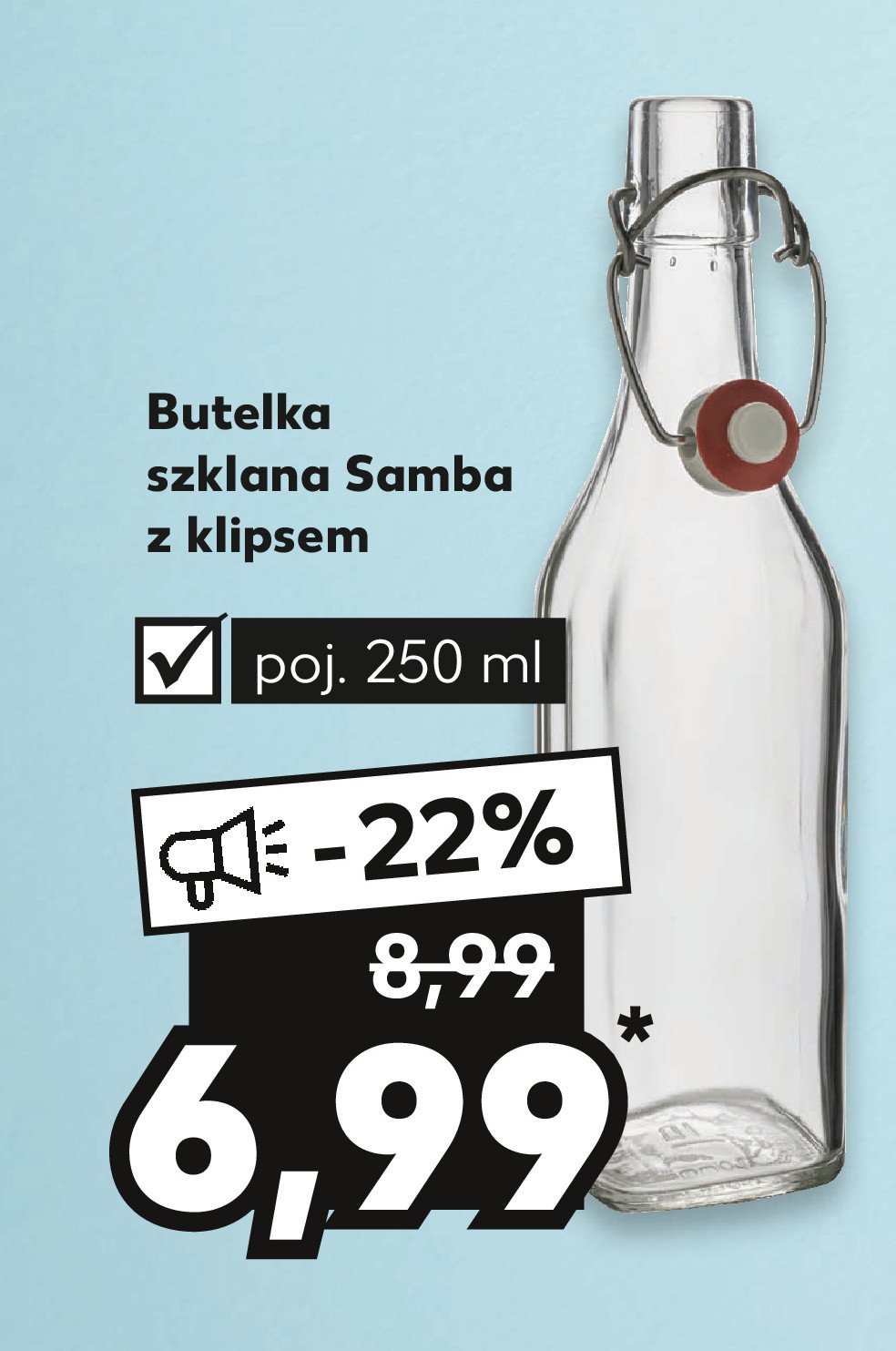 Butelka z klipsem samba 250 ml promocja