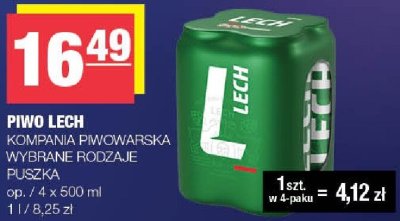 Piwo Lech Kompania Piwowarska wybrane rodzaje puszka promocja w SPAR