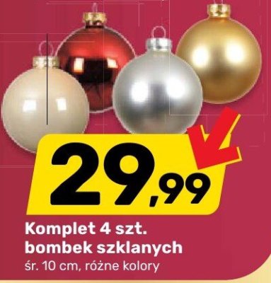 Komplet 4 szt. bombek szklanych promocja w Bricomarche