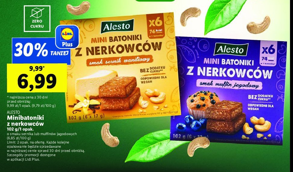 Mini batoniki z nerkowc贸w o smaku muffinki jagodowej Alesto promocja