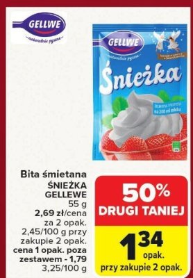 Bita śmietana Śnieżka Gellwe promocja w Carrefour Market