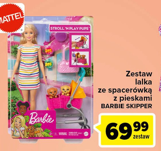Lalka spacerówka z pieskami Barbie promocja