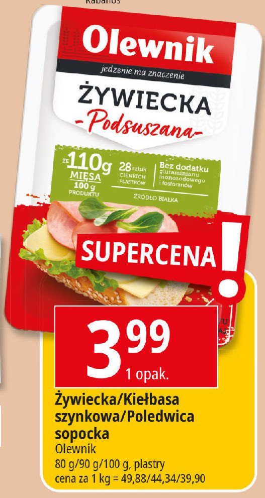 Kiełbasa szynkowa wieprzowa Olewnik promocja