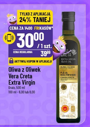 Oliwa z oliwek extra virgin Vera creta promocja