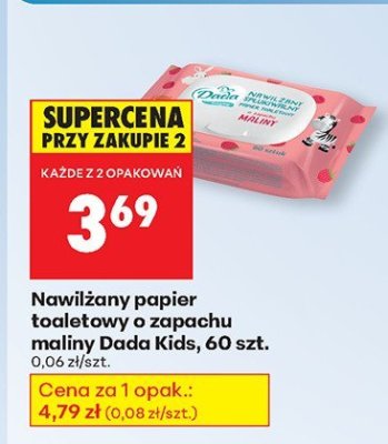 Nawilżany papier toaletowy o zapachu maliny Kids, 60 szt. promocja w Biedronka