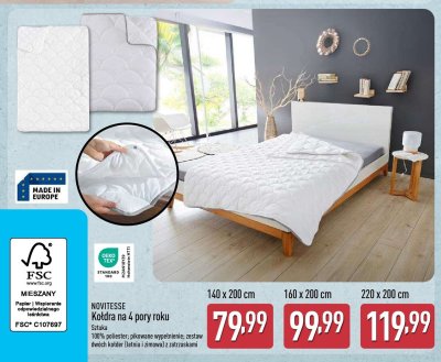 Kołdra na 4 pory roku 220 x 200 cm promocja w Aldi