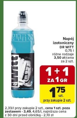 Napój izotoniczny DR WITT różne rodzaje promocja w Carrefour Express