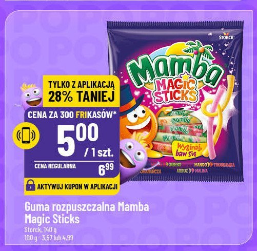 Guma rozpuszczalna owocowa Mamba magic sticks promocja