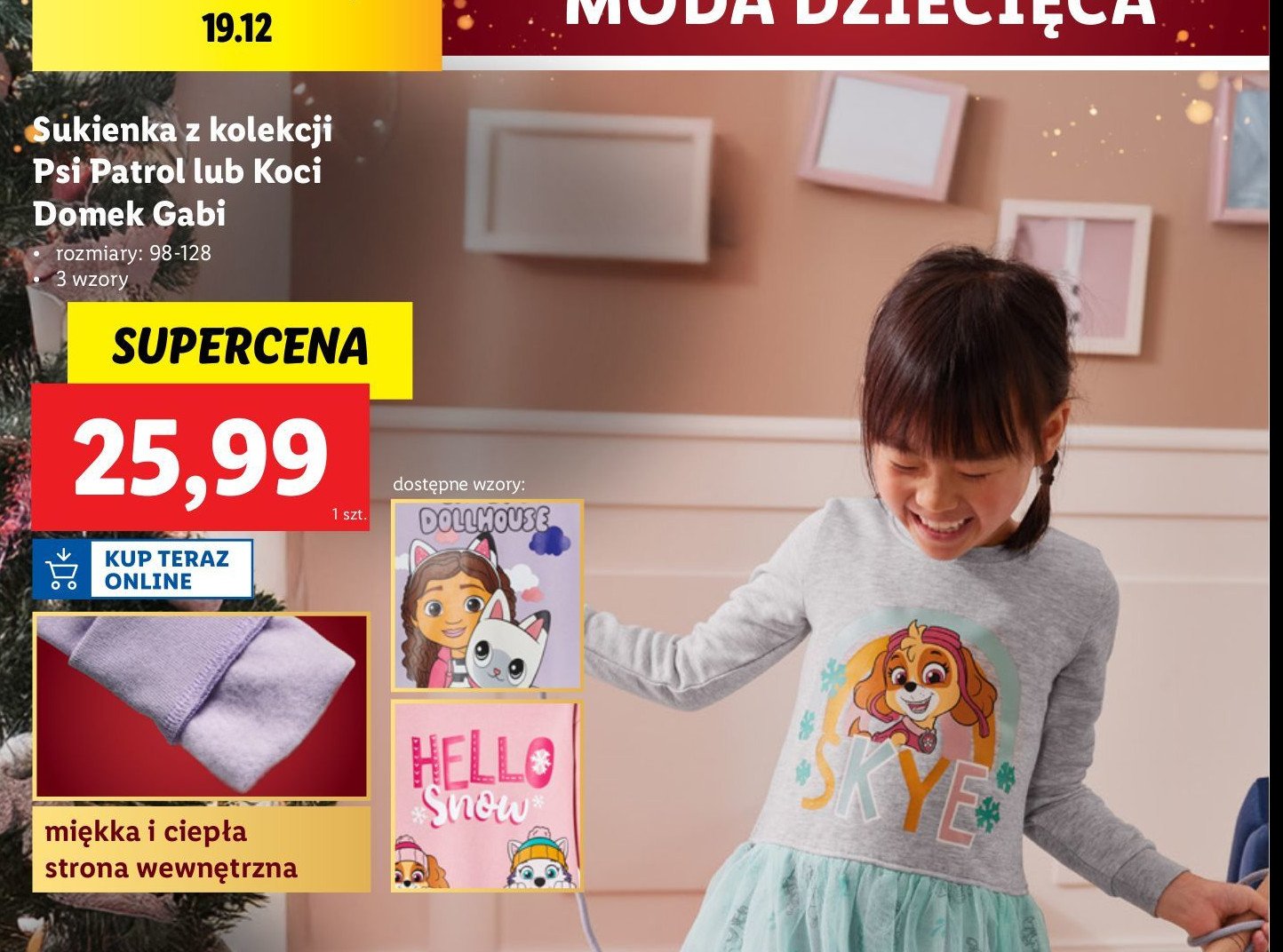 Sukienka dziewczęca koci domek gabi 98-128 promocja w Lidl