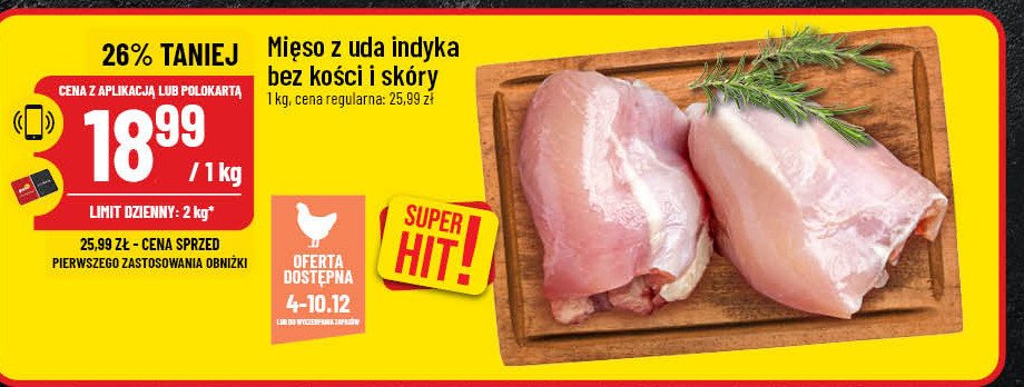 Mięso z uda indyka bez kości i skóry promocja