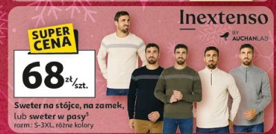 Sweter na stójce, na zamek, lub sweter w pasy Inextenso promocja w Auchan