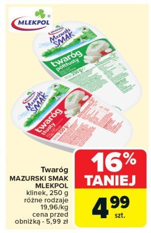 Twaróg tłusty Mazurski smak promocja w Carrefour