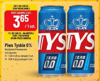 Piwo Tyskie 0% promocja w POLOmarket