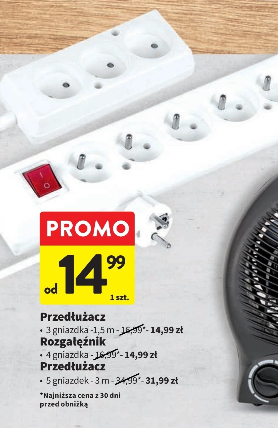 Przedłużacz 3-gniazdkowy 1.5m promocja w Intermarche