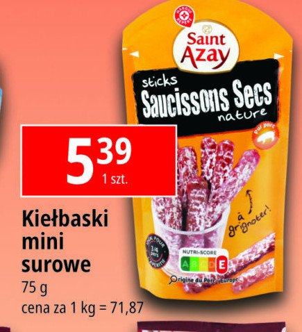 Kiełbaski wieprzowe suszone Wiodąca marka saint azay promocja