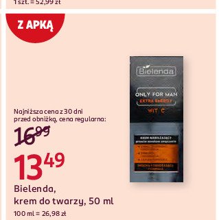 Krem do twarzy nawilżający BIELENDA ONLY FOR MEN EXTRA ENERGY promocja w Rossmann