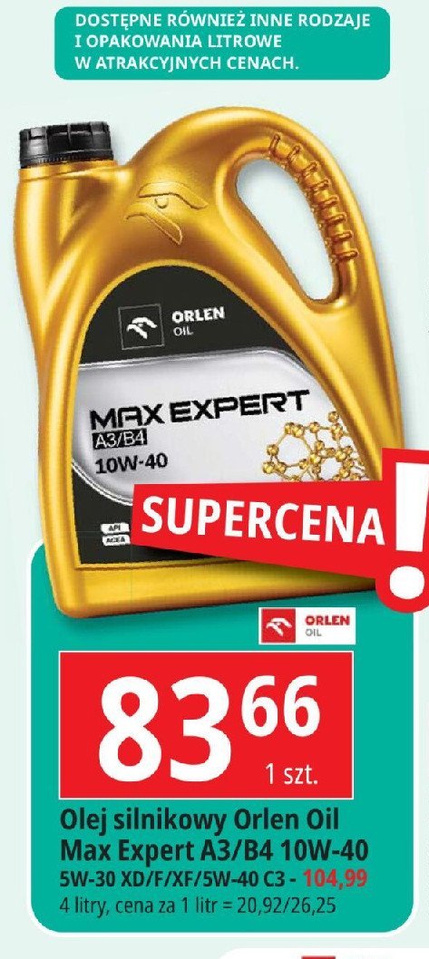 Olej silnikowy max expert 5w40 c3 Orlen oil promocja