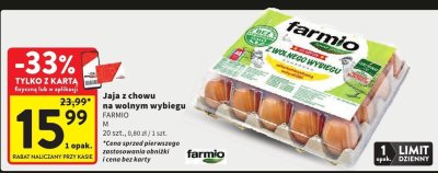 Jaja z chowu na wolnym wybiegu FARMIO M promocja w Intermarche