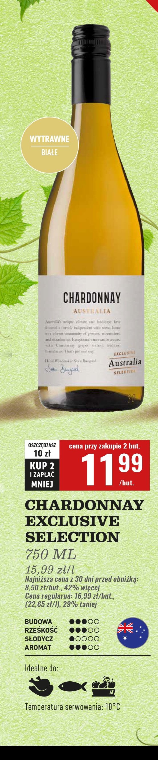 Wino Exclusive selection chardonnay promocja w Biedronka