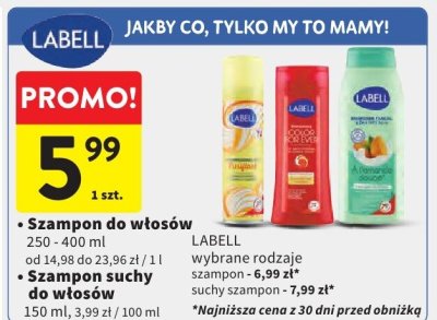 Szampon do włosów LABELL 250 - 400 ml promocja w Intermarche