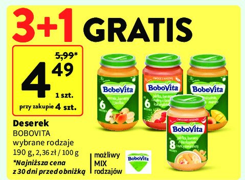 Deser jabłko-banan- biszkopt i nutką pomarańczy Bobovita promocja w Intermarche