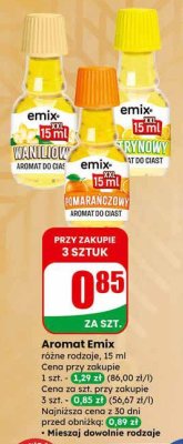 Aromat do ciast Emix różne rodzaje waniliowy, cytrynowy, pomarańczowy promocja w Dino