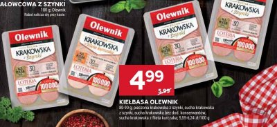 Kiełbasa sucha krakowska z szynki Olewnik promocja w Stokrotka