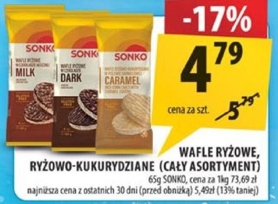 Wafle ryżowe, ryżowo-kukurydziane (cały asortyment) Sonko promocja w Arhelan