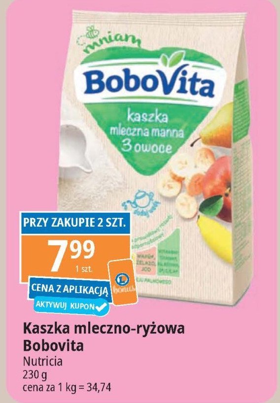 Kaszka 3 owoce Bobovita promocja w Leclerc