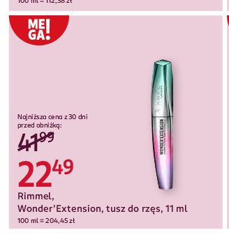 Tusz do rzęs 001 very black RIMMEL WONDER'EXTENSION promocja w Rossmann