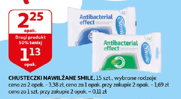 Chusteczki nawilżane niebieskie Smile antibacterial Smile (chusteczki) promocja