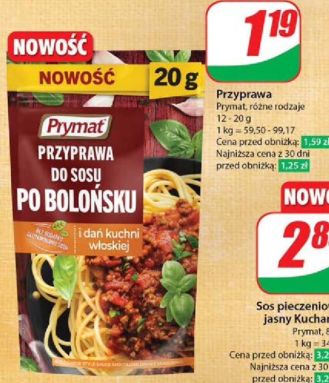 Przyprawa do sosu po bolońsku Prymat promocja w Dino
