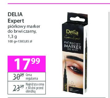 Piórkowy marker do brwi 1.0 czarny Delia eyebrow expert promocja