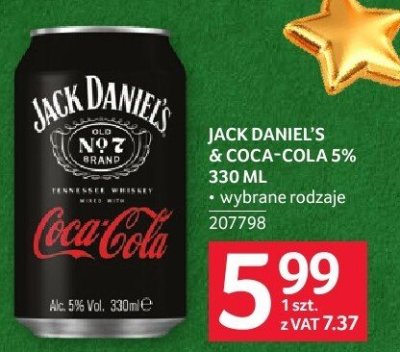 Jack Daniel's & Coca Cola 5% 330 ML wybrane rodzaje promocja w Selgros