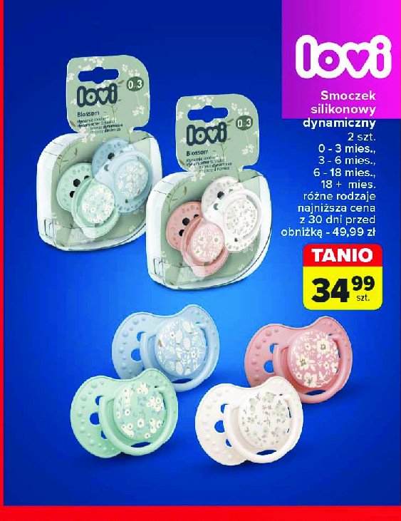 Smoczek silikinowy dynamiczny 3-6 m-cy Lovi promocja