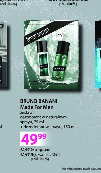 Zestaw w pudełku made for men: dezodorant 150 ml + dezodorant atomizer 75 ml Bruno banani zestaw promocja w Hebe