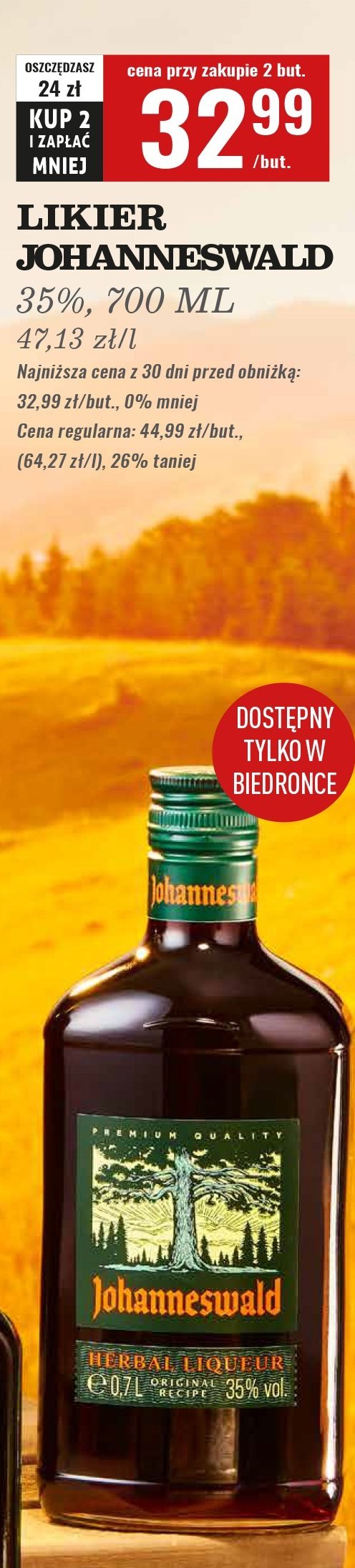 Likier Johanneswald promocja w Biedronka