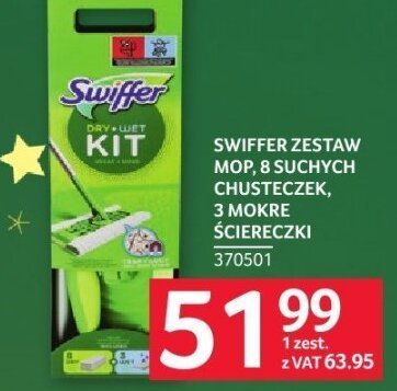 Zestaw mop SwifferKit z mopem i chusteczkami 3 mokre szmateczki promocja w Selgros