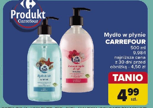 Mydło w płynie jasmin & rose oil Carrefour soft promocja