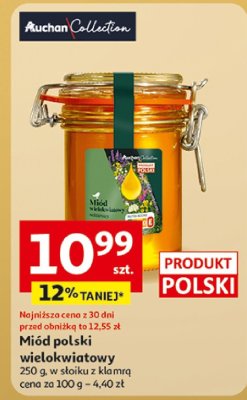 Miód polski wielokwiatowy 250 g, w słoiku z klamą promocja w Auchan