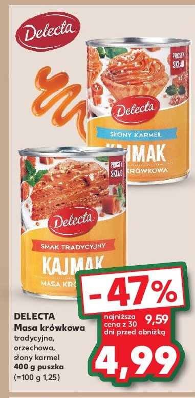 Masa krówkowa kajmak słony karmel Delecta promocja