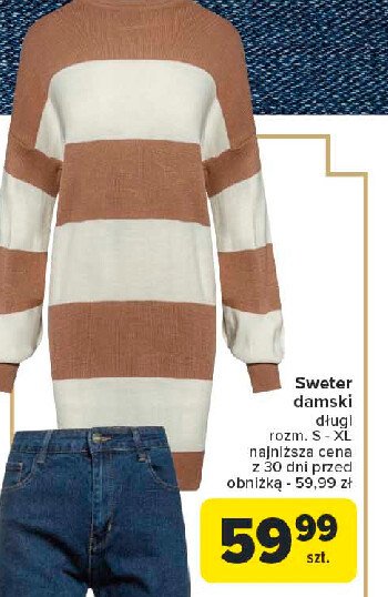 Sweter damski długi rozm: s-xl promocja w Carrefour