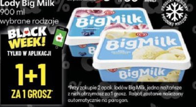 Lody Big Milk wybrane rodzaje promocja w Delikatesy Centrum