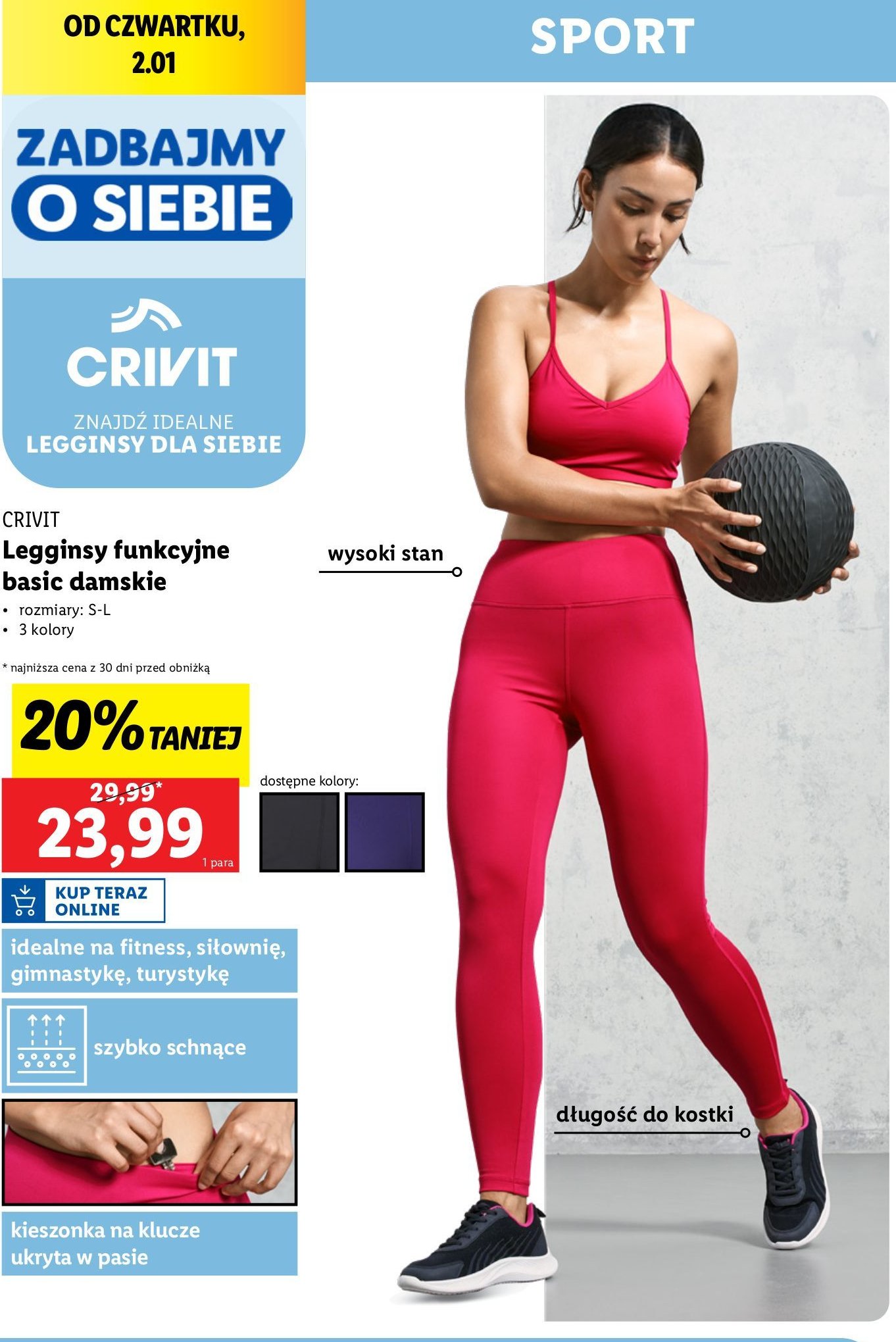 Legginsy funkcyjne damskie s-l Crivit promocja