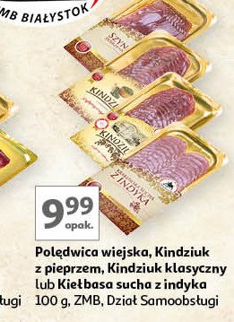 Kiełbasa sucha z indyka Zmb białystok promocja w Auchan