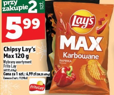 Chipsy Lay's Max 120 g promocja w TOPAZ